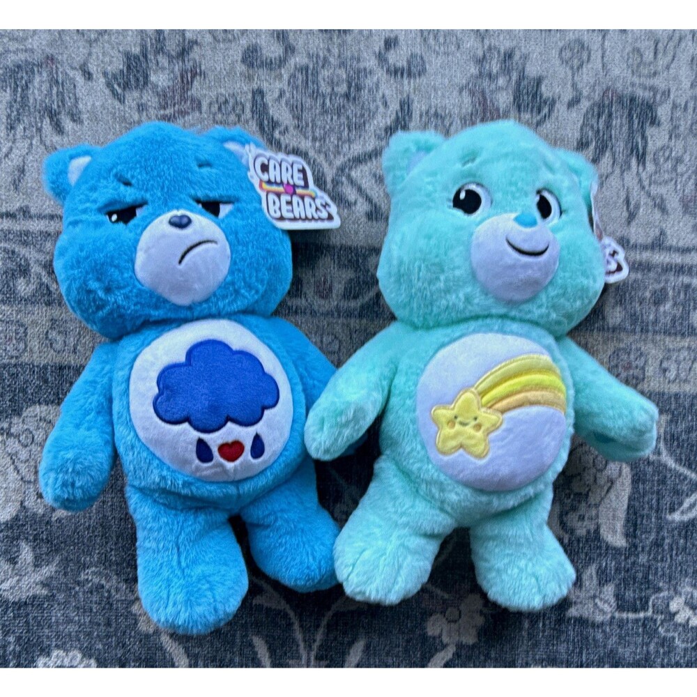 Care Bears Plush Lot of 2 Grumpy Bear Wish Bear 12inch NWT